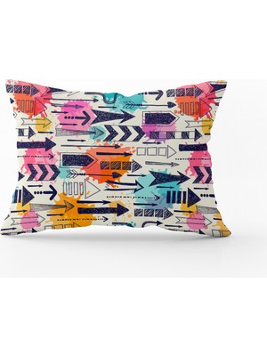 Cango Home Krem Çok Renkli Dekoratif Kırlent Yastık Kılıfı - CGH102-3550 Çift Tarafı Baskılı