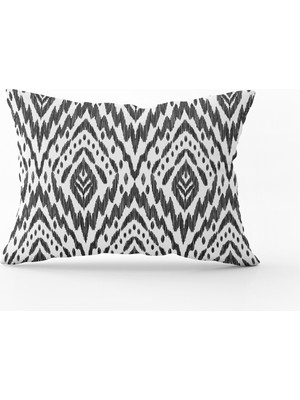 Cango Home Siyahbeyaz Etnik Dekoratif Kırlent Yastık Kılıfı - CGH129-3550 Çift Tarafı Baskılı