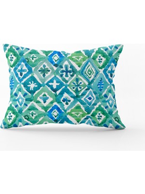 Cango Home Mavi Yeşil Dekoratif Kırlent Yastık Kılıfı - CGH161-3550 Çift Tarafı Baskılı