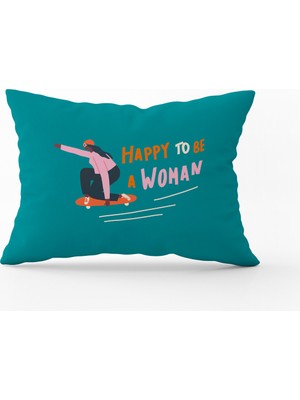 Cango Home Mavi Pembe Modern Figürlü Kırlent Yastık Kılıfı - CGH166-3550 Çift Tarafı Baskılı