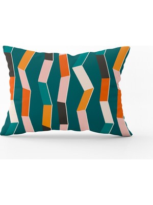 Cango Home Mavi Turuncu Modern Figürlü Kırlent Yastık Kılıfı - CGH176-3550 Çift Tarafı Baskılı