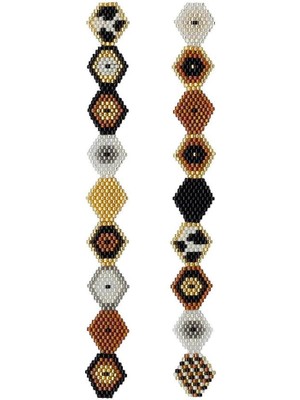 Zarias's Altıgen Şekilli Uzun Sallantılı Desenli Miyuki Boncuk Küpe