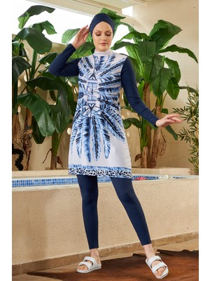 Remsa Mayo Tasarım Tam Kapalı Tesettür Mayo Remsa Mayo 900-301 Maldiv Mavi