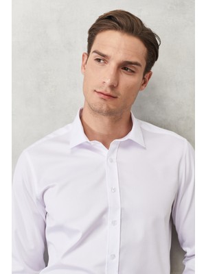Altınyıldız Classıcs Erkek Beyaz Slim Fit Dar Kesim %100 Pamuk Klasik Yaka Non-Iron Gömlek