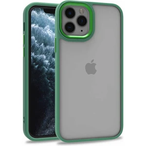 Case 4U Apple iPhone 12 Pro Kılıf Kamera Çıkıntılı Arkası Kristal Şeffaf Hassas Tuşlu Renkli Kenarlı Flora Kapak Yeşil