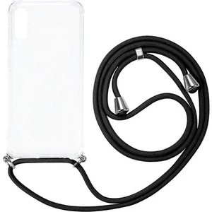 Samsung Galaxy A70 A705 Kılıf Omuz Boyun Askılı Ipli Şeffaf Antişok X-Rop Kılıf Dört Köşeli Darbe Koruma