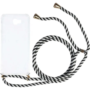 Samsung Galaxy J6 Plus J610 Kılıf Omuz Boyun Askılı Ipli Şeffaf Antişok X-Rop Kılıf Dört Köşeli Darbe Koruma