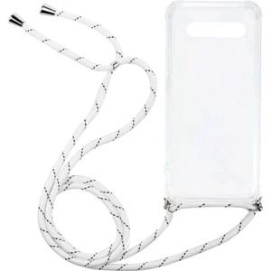 Samsung Galaxy S10 Plus G975 Kılıf Omuz Boyun Askılı Ipli Şeffaf Antişok X-Rop Kılıf Dört Köşeli Darbe Koruma