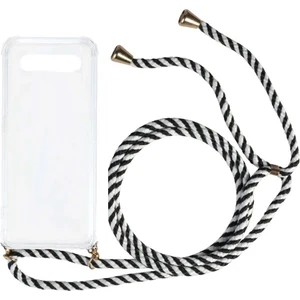 Samsung Galaxy S10 Plus G975 Kılıf Omuz Boyun Askılı Ipli Şeffaf Antişok X-Rop Kılıf Dört Köşeli Darbe Koruma