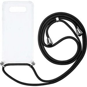 Samsung Galaxy S10 G973 Kılıf Omuz Boyun Askılı Ipli Şeffaf Antişok X-Rop Kılıf Dört Köşeli Darbe Koruma