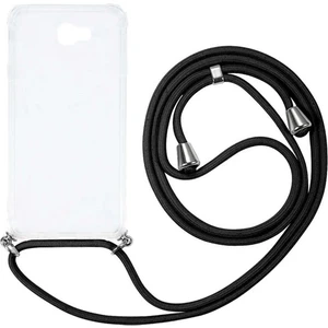 Samsung Galaxy J7 Prime G610 Kılıf Omuz Boyun Askılı Ipli Şeffaf Antişok X-Rop Kılıf Dört Köşeli Darbe Koruma