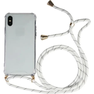 Huawei Y7 2019 Dub-Lx1 Kılıf Omuz Boyun Askılı Ipli Şeffaf Antişok X-Rop Kılıf Dört Köşeli Darbe Koruma