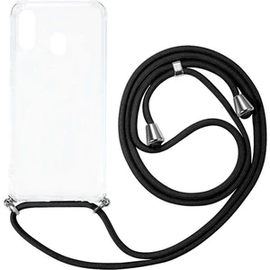 Huawei Y7 2019 Dub-Lx1 Kılıf Omuz Boyun Askılı Ipli Şeffaf Antişok X-Rop Kılıf Dört Köşeli Darbe Koruma