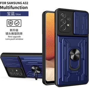 Samsung Galaxy M22 Uyumlu Kartlıklı Sürgülü Slayt Kamera Korumalı Standlı Tank Kapak