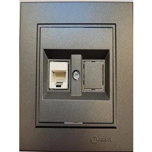 Karea Ikili Data Prizi 1 Adet Cat6 Füme Modül+Kapak+Çerçeve