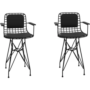 Knsz ufak boy tel bar sandalyesi 2 li uslu syhsyh kolçaklı sırt minderli 55 cm oturma yüksekliği mutfak bahçe cafe ofis