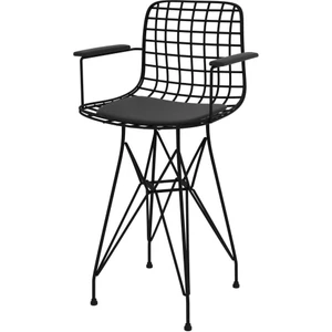 Knsz ufak boy tel bar sandalyesi 1 li uslu syhsyh kolçaklı 55 cm oturma yüksekliği mutfak bahçe cafe ofis