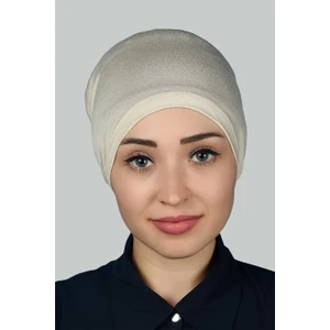 Hazır Pratik Geçmeli Lastikli Tesettür Bone - Krem
