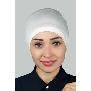 Hazır Pratik Geçmeli Lastikli Tesettür Bone - Ekru