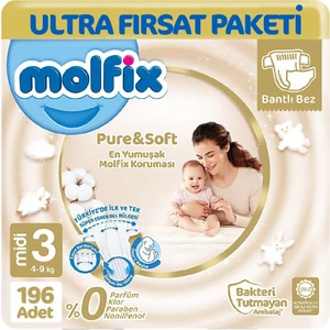 Pure Soft Ultra Avantaj Bebek Bezi 3 Beden 98X2 196 Adet