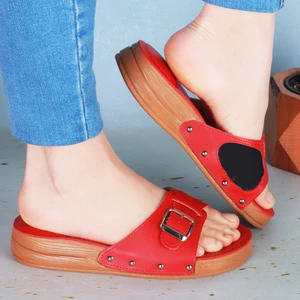 Kadın Kırmızı Tam Ortopedik Günlük Epinli Topuk Dikeni Terliği