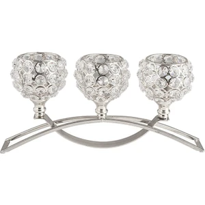 Kristal Mumluk 3 Arms Candelabra Düğün Masa Süs Gümüş (Yurt Dışından)