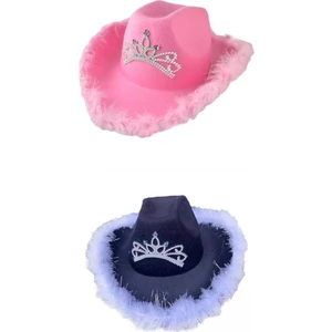 2 Paket Tüy Kovboy Şapkaları Vahşi Batı Cowgirl Şapka Kadınlar Için Bayanlar Kızlar Için