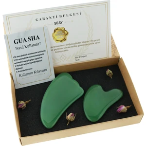 Aventurin Kalp ve Tırtıklı Guasha Yüz Masaj Aleti Face Gua Sha Premium