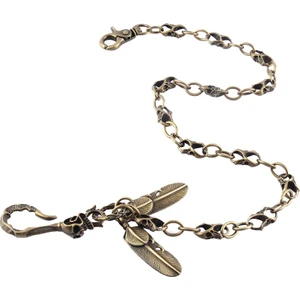 Mens Biker Trucker Heavy Kafatası Uzun Metal Anahtar Key Key Key Jean Cüzdan Zinciri 24 Inç Antika Bronz