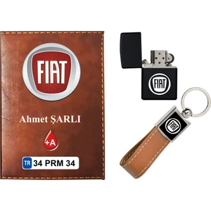 Promosyon Denizi Isiminize Özel Fıat Logolu  Taba Ruhsat Kabı - Anahtarlık - Çakmak