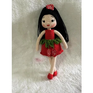 Çilek Kız Amigurumi Organik Oyuncak