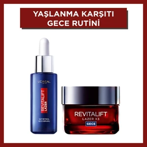 L'Oréal Paris Revitalift Lazer Saf Retinol Gece Serumu 30 ml + Revitalift Lazer X3 Yoğun  Gece Bakım Kremi