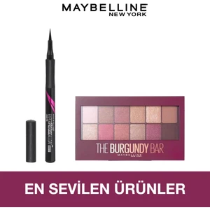 L'Oréal Paris New York The Burgundy Bar Far Paleti + Hyper Precise All Day Eyeliner, 701 Matte Onyx, Mat Siyah