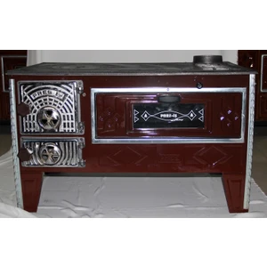 Kuzine Soba Döküm Soba  Paçalı Kuzine Soba 50 cm Fırınlı Kahverengi