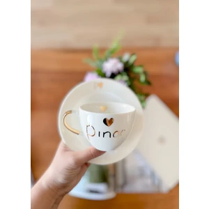Mug Tasarım 24K Altın Yaldızlı Pınar Isimli  Porselen Nescafe Fincanı
