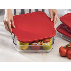 59024 Borcam Kare Tepsi Plastik Kapaklı 3200 cc