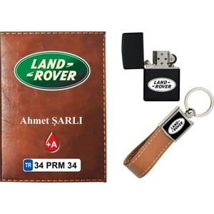 Promosyon Denizi Isiminize Özel Landrover Logolu  Taba Ruhsat Kabı - Anahtarlık - Çakmak