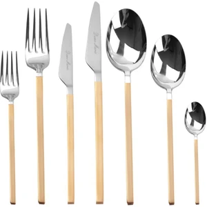 Dame Marie Carre Gümüş Mat Altın 42 Parça Çatal Kaşık Bıçak Seti