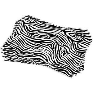 Cango Home Siyah Beyaz Zebra Desenli Dijital Baskı Amerikan Servisi 4'lü Set CGH386-AS