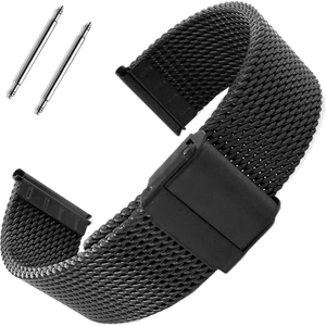 22mm Siyah Kalın Hasır Paslanmaz Çelik Saat Kordonu