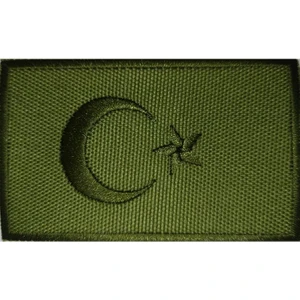 Sim Nakış Türkiye Türk Bayrak Nakış İşleme Arma Peç Haki 8x5 cm CIRT BANTLI