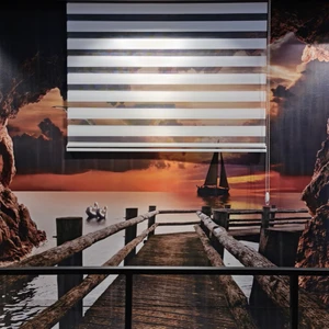 GARDINESTAN JUNG CFO GmbH Stor Zebra Perde Ekru Renk (Kırık Beyaz) Düz Etek Dilimsiz Model