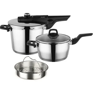 Easy Quick Kanka 4+6Lt Düdüklü Buharda Pişirmeli Düdüklü Tencere Seti 5 Parça Düdüklü Seti