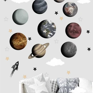 Piksel Grafik Gezegenler Çocuk Odası Duvar Sticker
