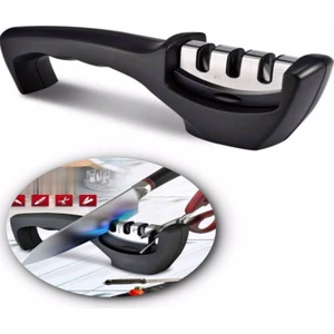 Qosrix Profesyonel Bıçak Bileme Aleti 3 Açılı Elmas El Bıçakları Bileme Aleti Aparatı Makinesi Ergonomik Saplı
