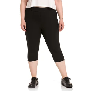 Disentis Modest Büyük Beden Fitilli Beli Lastikli Karyoka Dikişli Diz Altı Siyah Bayan Tayt