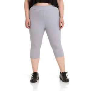 Disentis Modest Büyük Beden Fitilli Beli Lastikli Karyoka Dikişli Diz Altı Gri Bayan Tayt