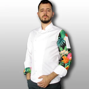 Desenli Beyaz Aşçı Ceketi
