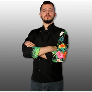 Desenli Siyah Aşçı Ceketi