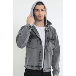Little Cup Jeans Co Erkek Kar Yıkama Kapüşonlu Çıkarılabilir Kapüşonlu Oversize Kot Ceket